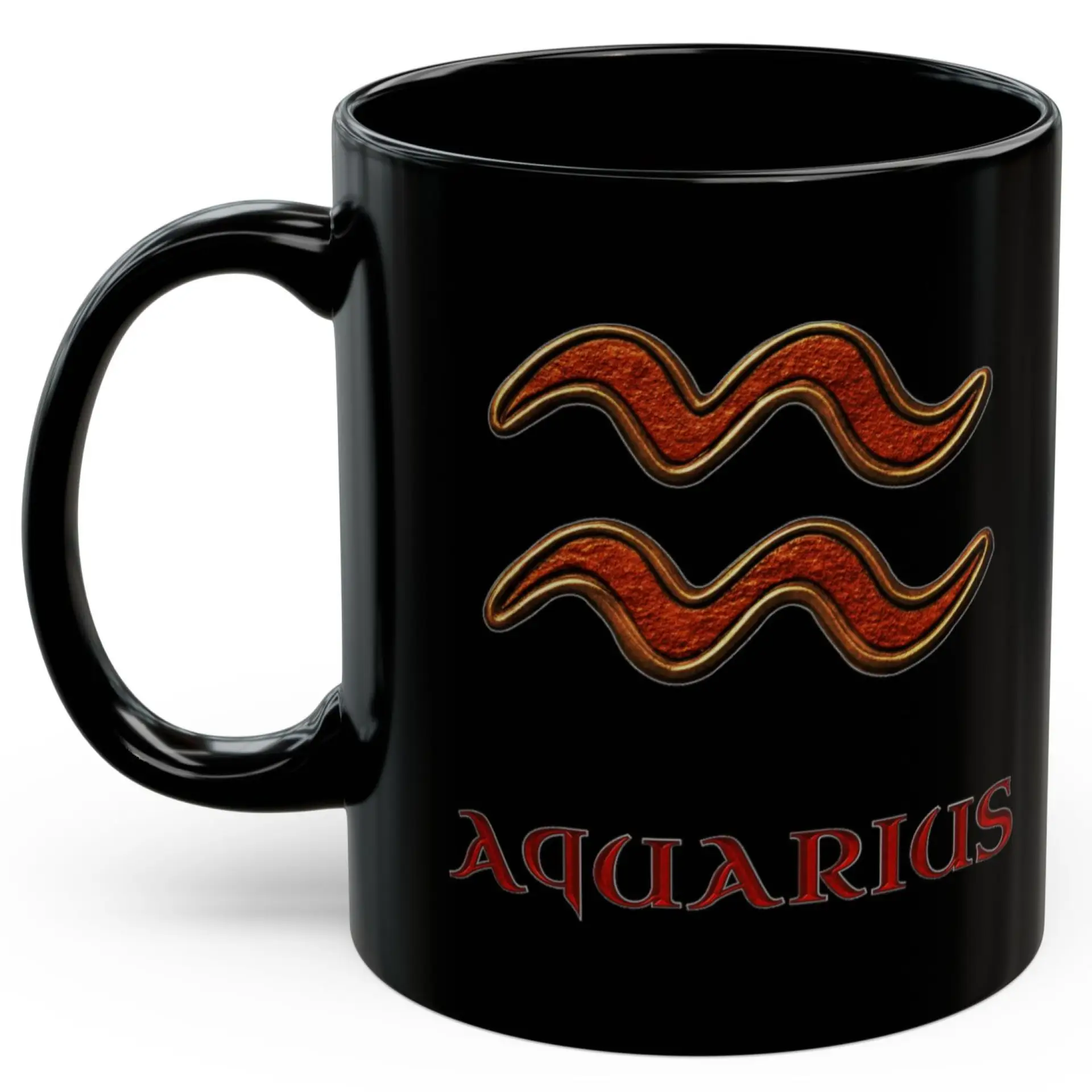 Aquarius Zodiac 11oz ceramic coffee mug black front