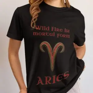 Aries Zodiac T-shirt black unisex worn by woman