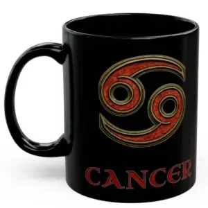 Cancer Zodiac 11oz ceramic coffee mug black front