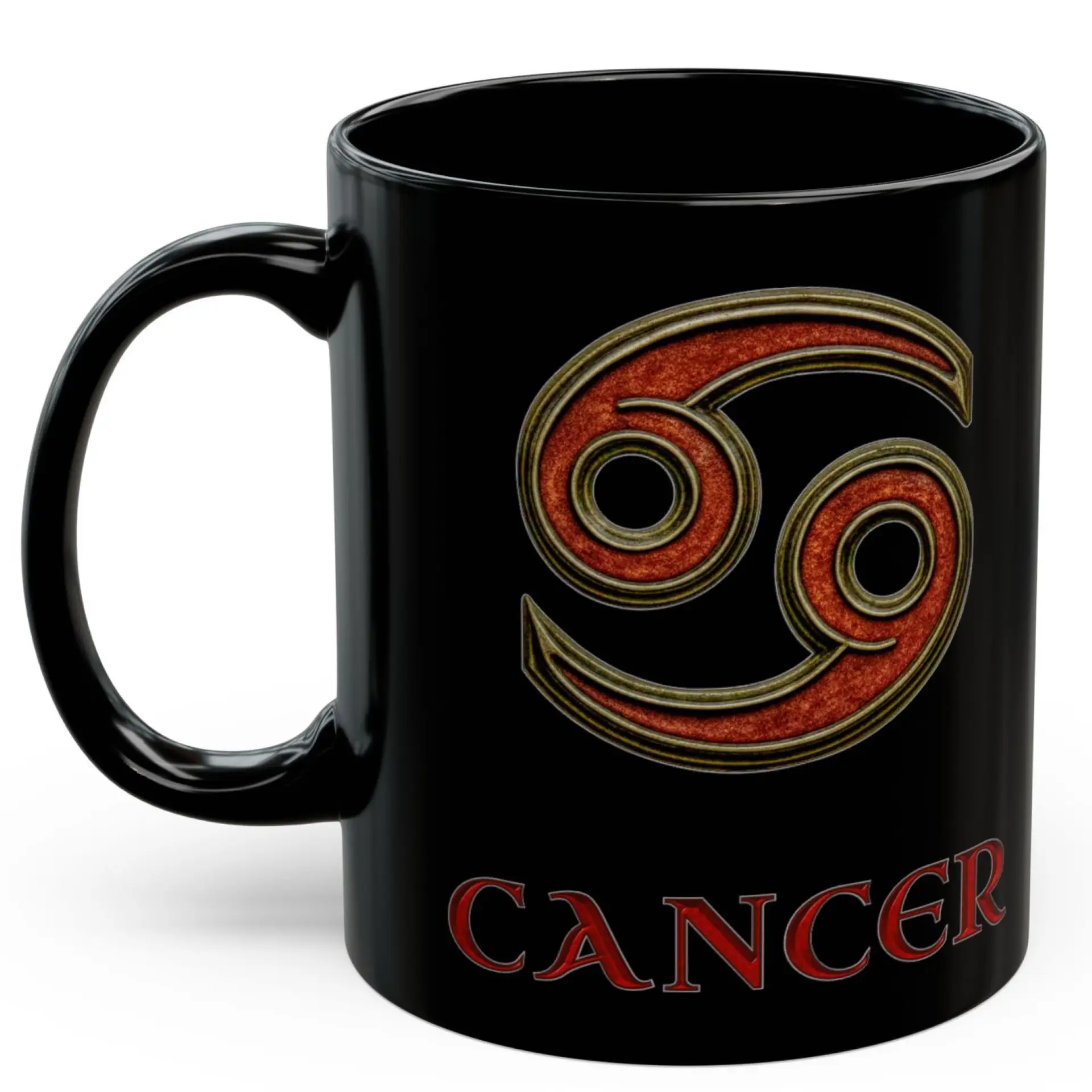 Cancer Zodiac 11oz ceramic coffee mug black front