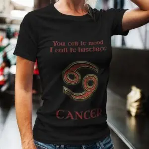 Cancer Zodiac T-Shirt black Cancer Zodiac T-Shirt black unisex worn by woman
