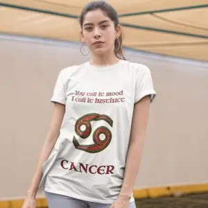 Cancer Zodiac T-Shirt white unisex worn by woman