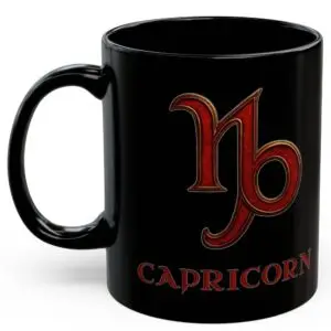Capricorn Zodiac 11oz ceramic coffee mug black front