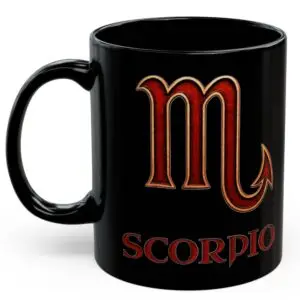 Scorpio Zodiac 11oz ceramic coffee mug black front