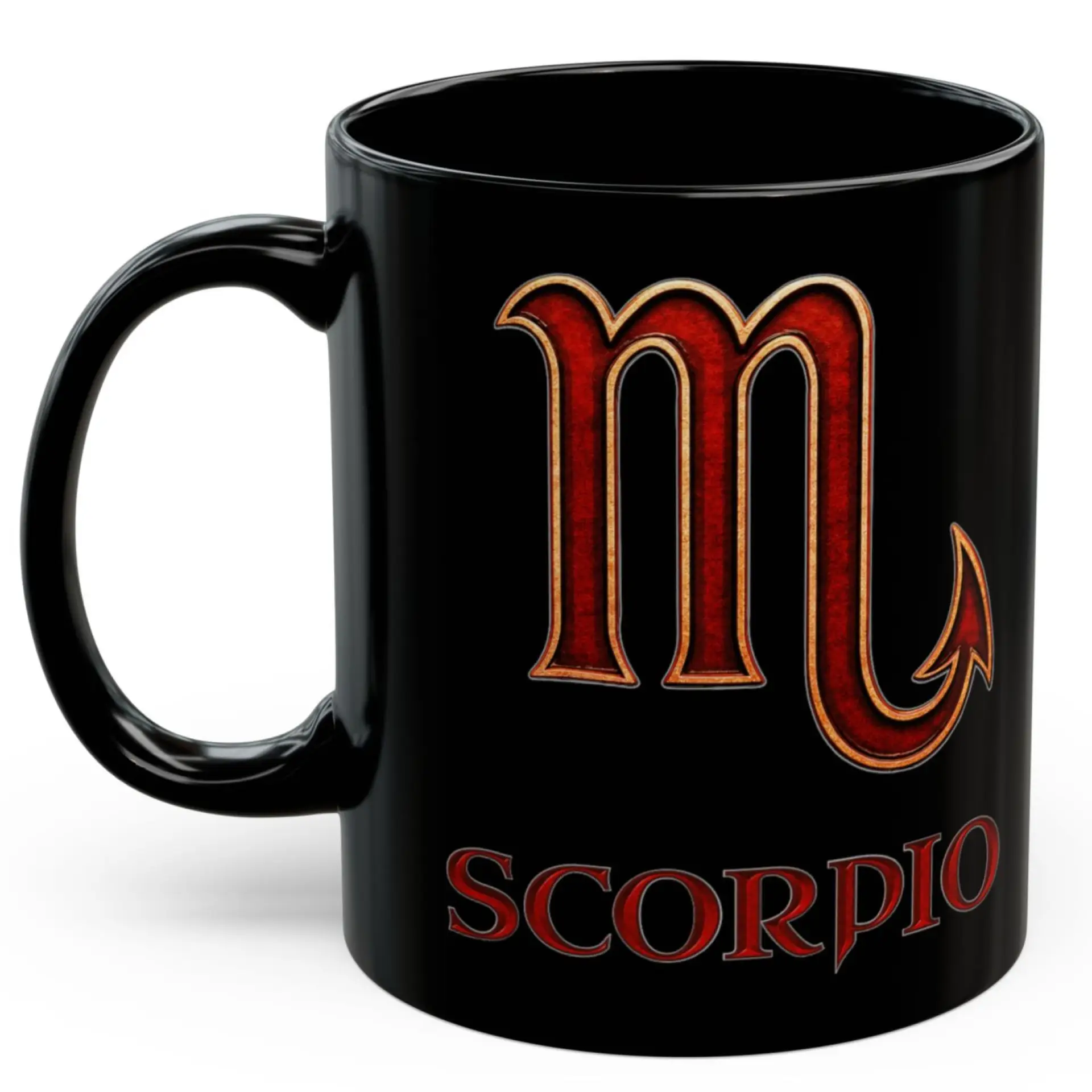 Scorpio Zodiac 11oz ceramic coffee mug black front