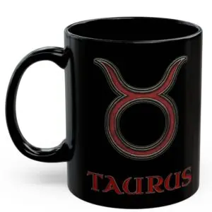Taurus Zodiac 11oz ceramic coffee mug black front