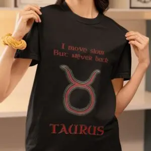 Taurus Zodiac T-Shirt black unisex worn by woman