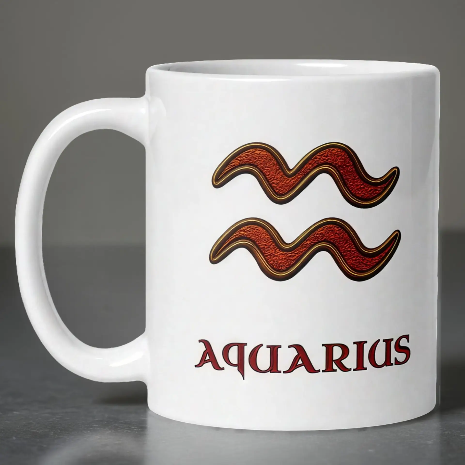 Aquarius Zodiac 11oz ceramic coffee mug white front