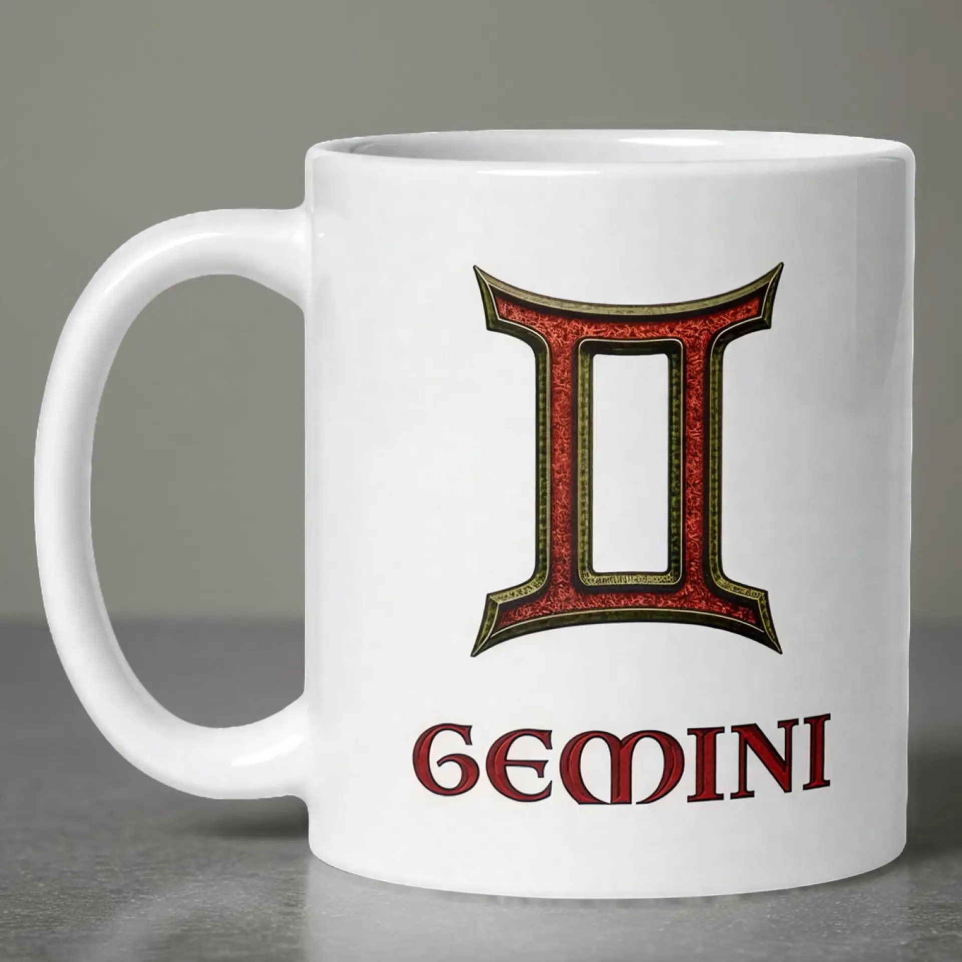 Gemini Zodiac 11oz ceramic coffee mug white front