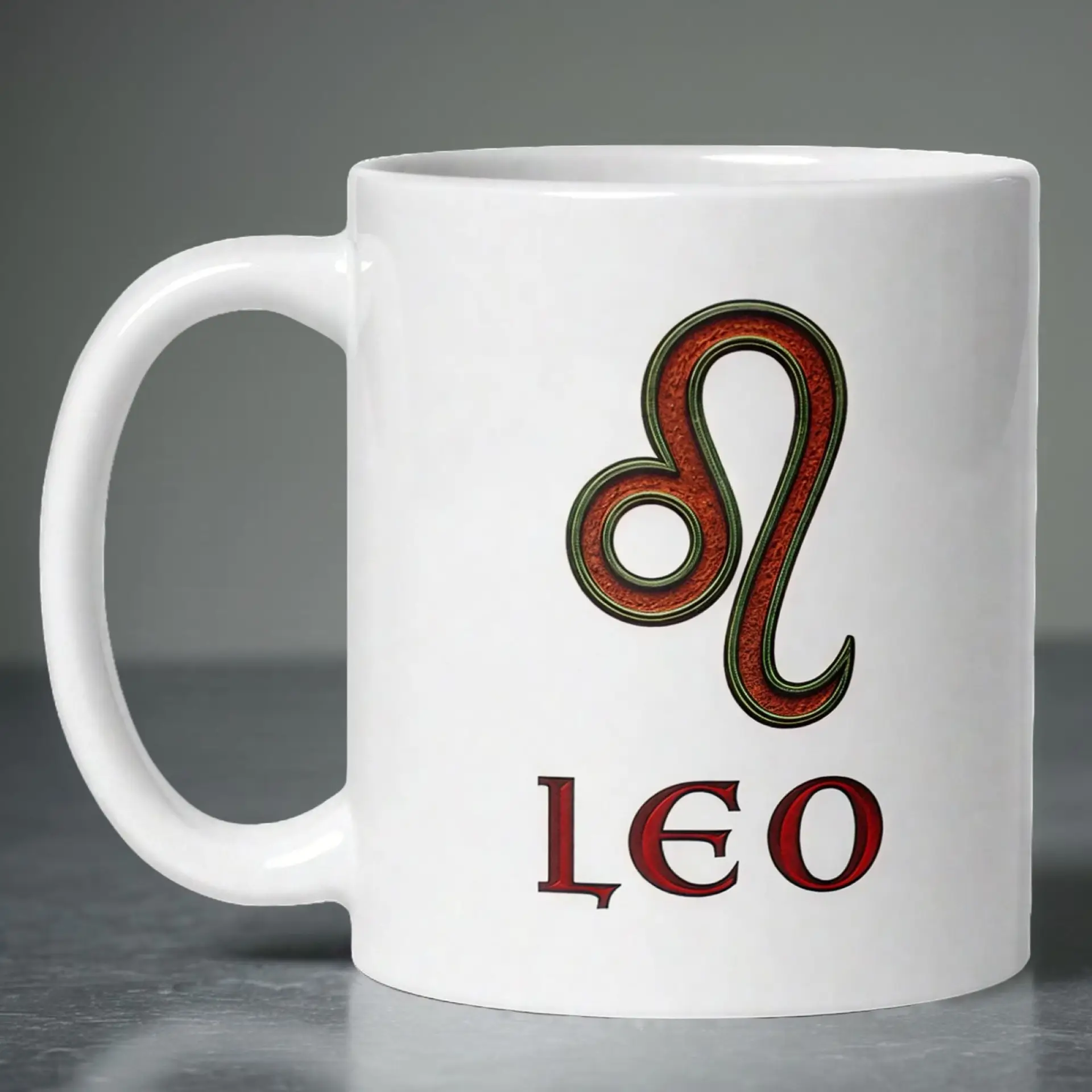 Leo Zodiac 11oz ceramic coffee mug white front