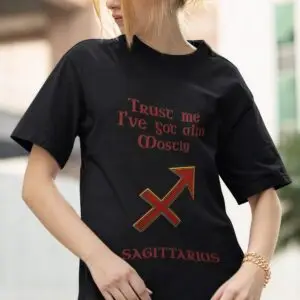 Sagittarius Zodiac T-Shirt black unisex worn by woman