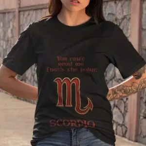Scorpio Zodiac T-Shirt black unisex worn by woman