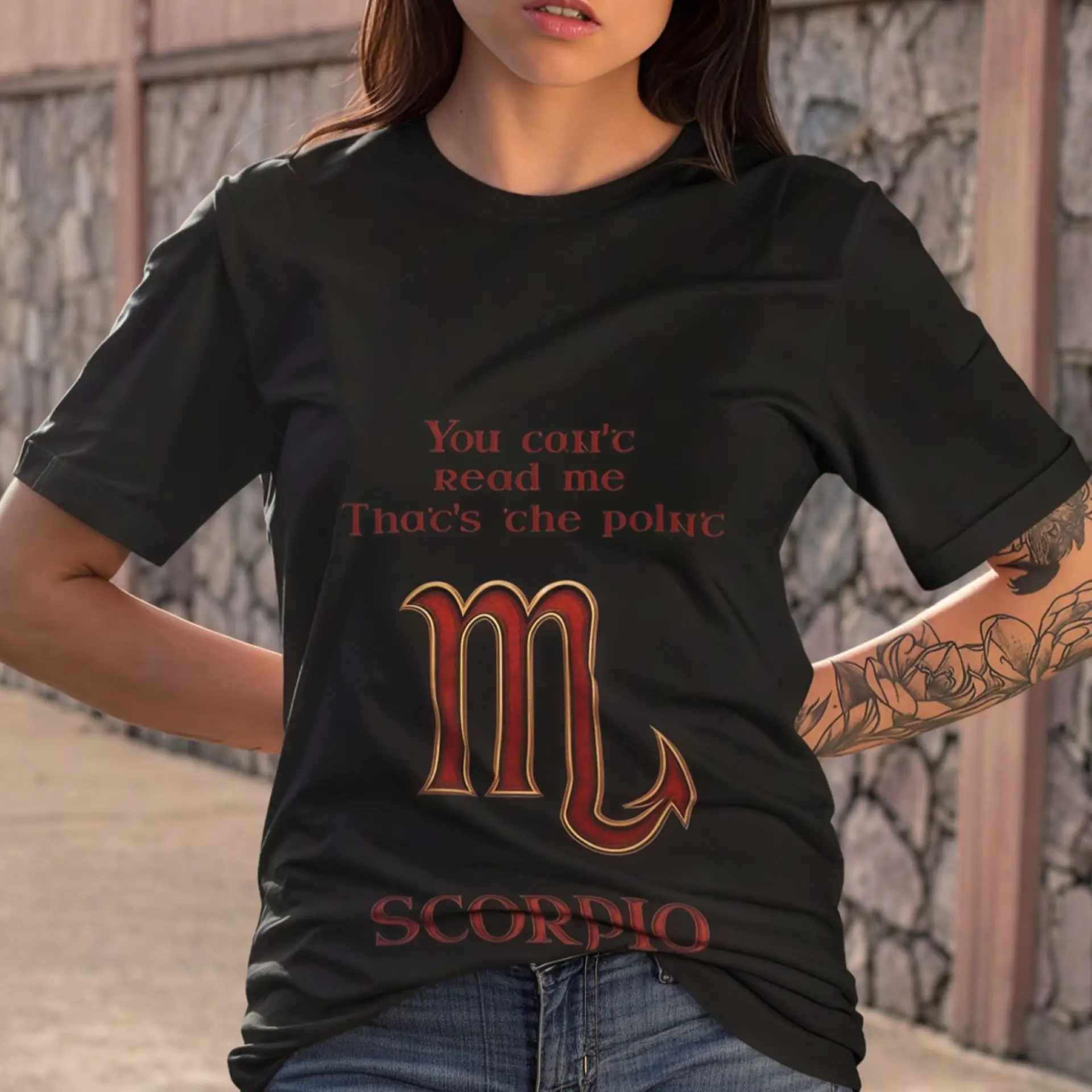 Scorpio Zodiac T-Shirt black unisex worn by woman