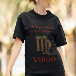 Virgo Zodiac T-Shirt black unisex worn by woman