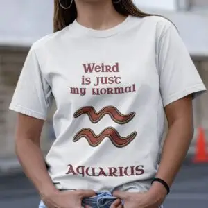 Aquarius Zodiac T-Shirt white unisex worn by woman