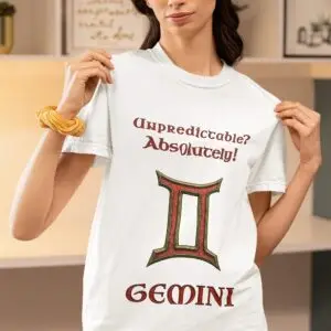 Gemini Zodiac T-Shirt white unisex worn by woman