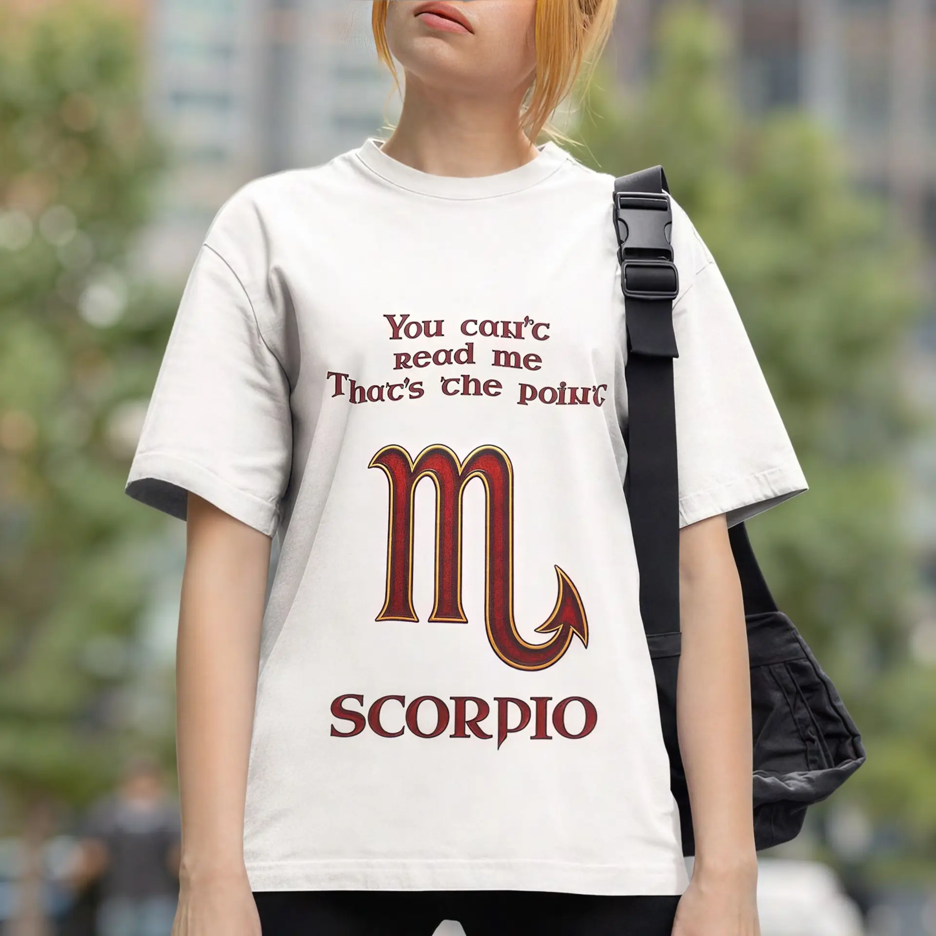 Scorpio Zodiac T-Shirt white unisex worn by woman