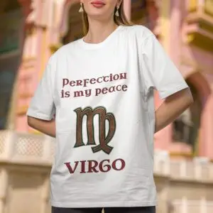 Virgo Zodiac T-Shirt white unisex worn by woman