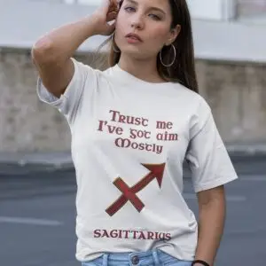Sagittarius Zodiac T-Shirt white unisex worn by woman