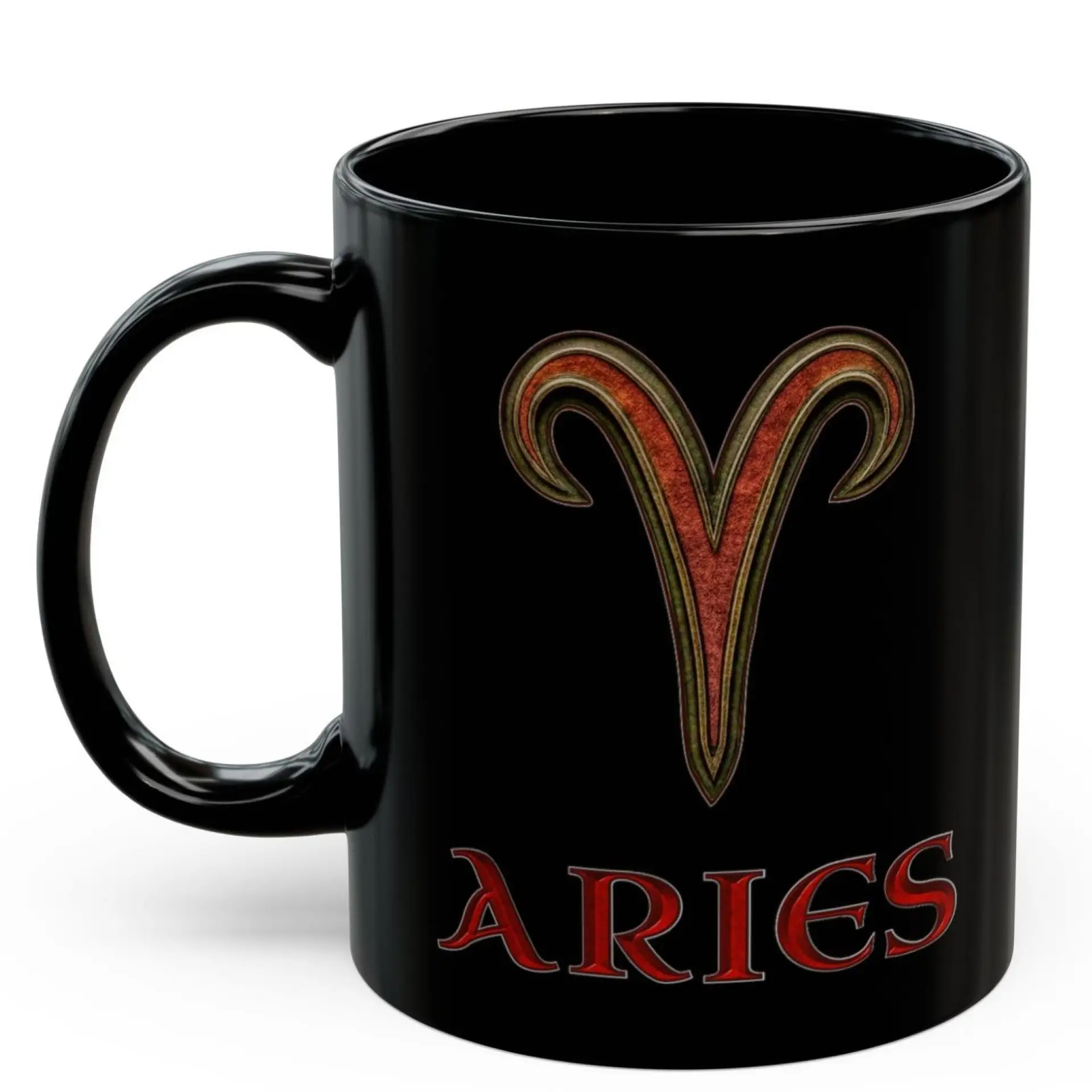 Aries Zodiac 11oz ceramic coffee mug black front