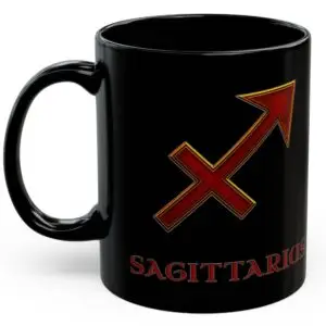 Sagittarius Zodiac 11oz ceramic coffee mug black front