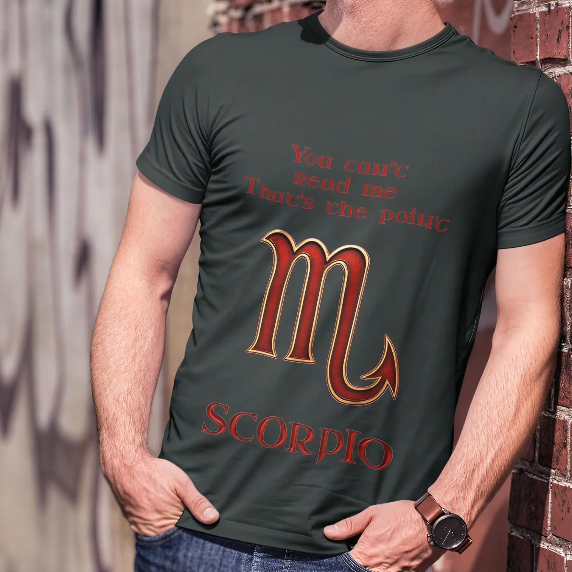 Scorpio Zodiac T-Shirt midnight unisex worn by man