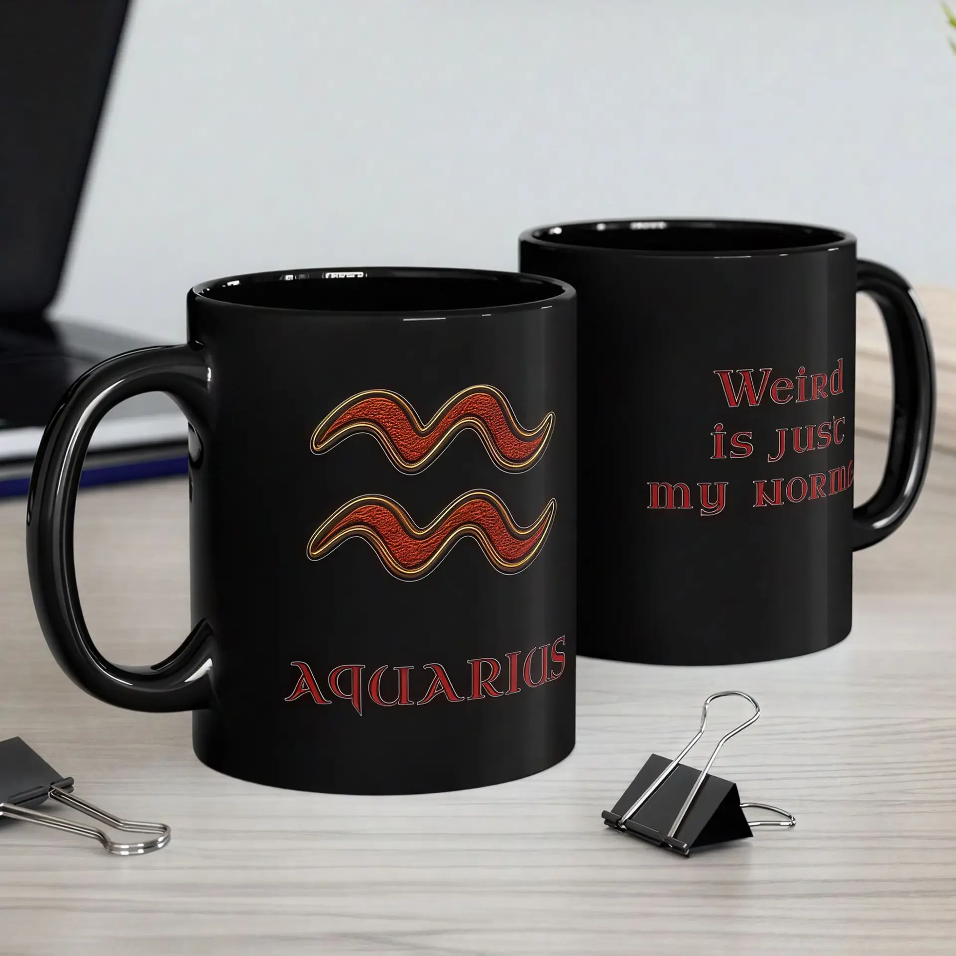Aquarius Zodiac 11oz ceramic coffee mug black double