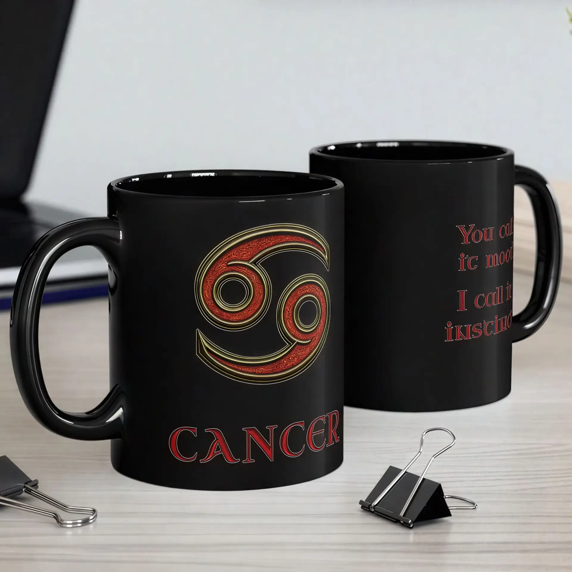 Cancer Zodiac 11oz ceramic coffee mug black double
