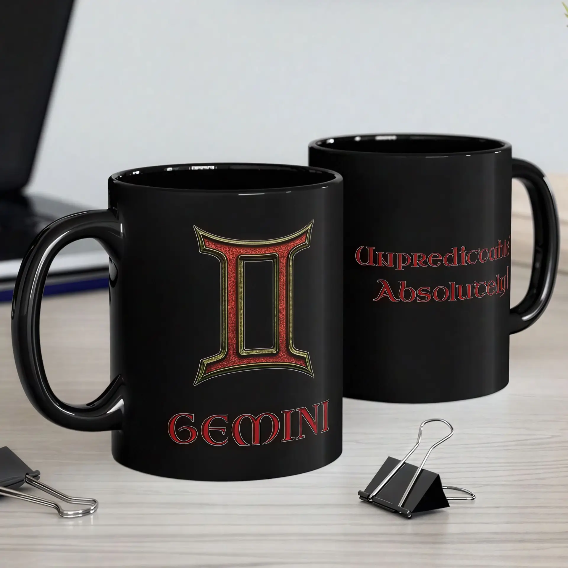Gemini Zodiac 11oz ceramic coffee mug black double