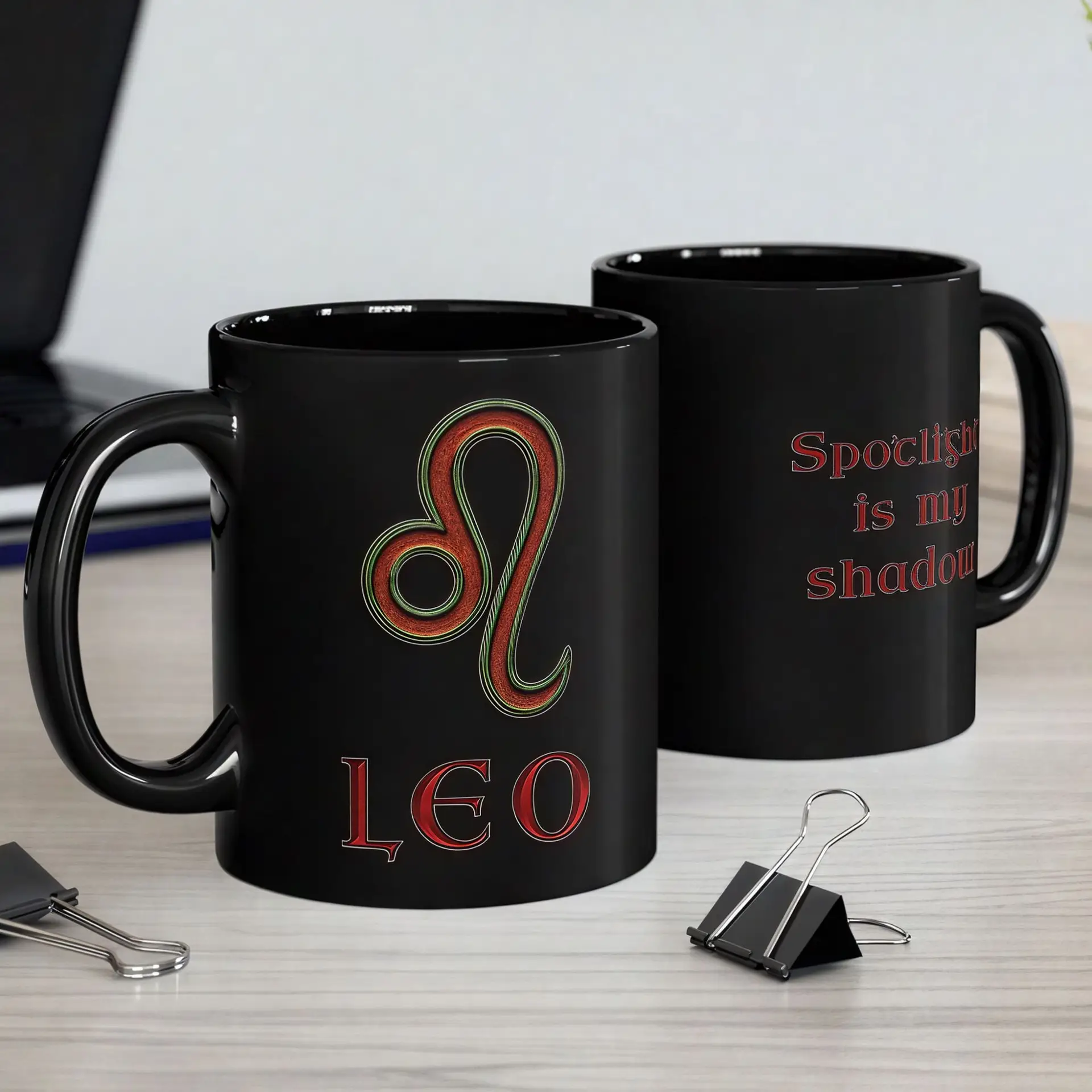 Leo Zodiac 11oz ceramic coffee mug black double
