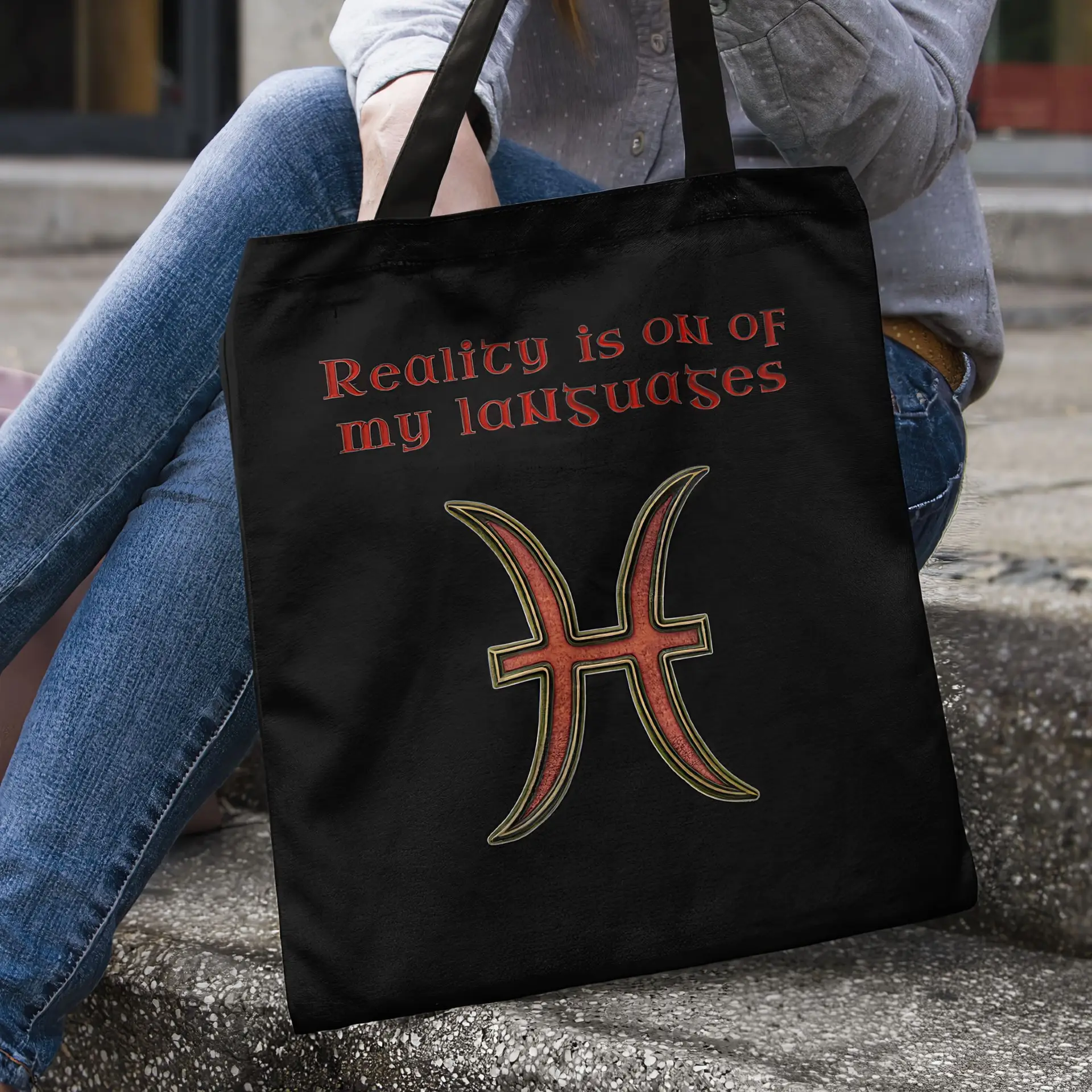 Pisces Zodiac Tote Bag black