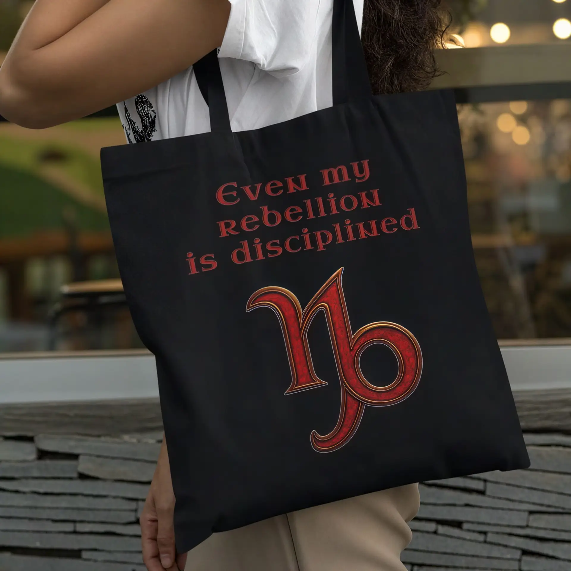 Capricorn Astrology Tote Bag black