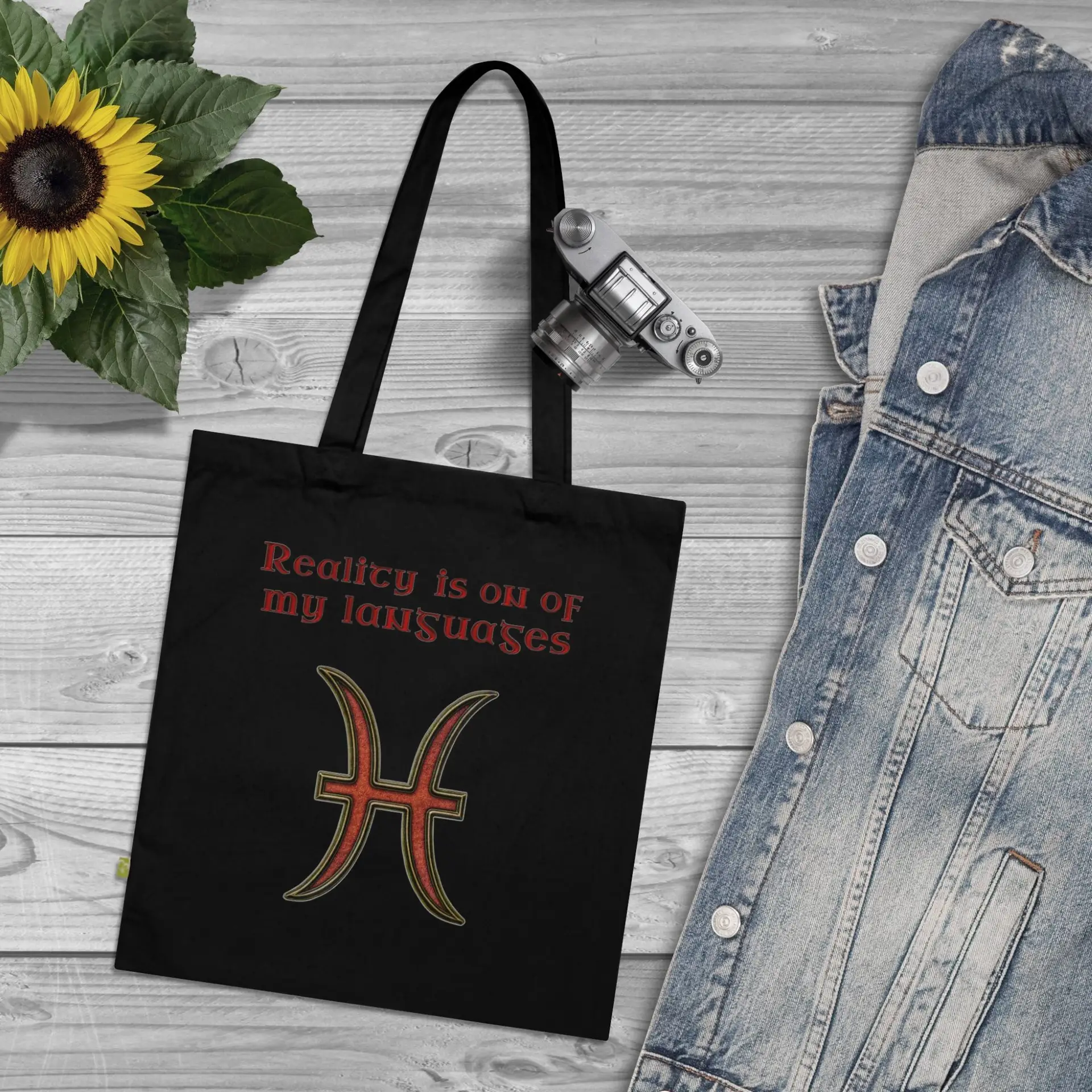 Pisces Symbol Tote Bag black