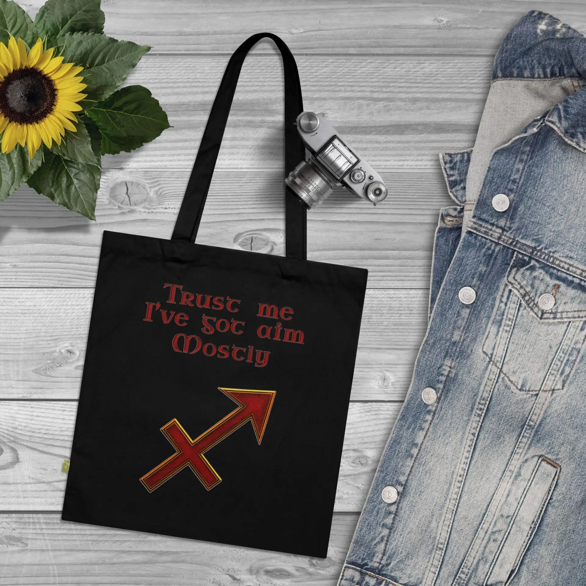 Sagittarius Symbol Tote Bag black